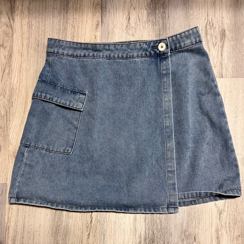 Araminta James Denim Jeans‎ Merci Mini Wrap Y2K Skirt Blue Normcore